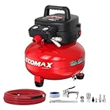 ECOMAX - 6 Gallon Air Compressor for Pancakes, Portable Oil Free Tank, 150 PSI with 10 Air Compressor Attachments