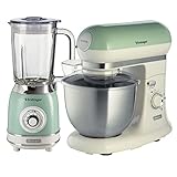 Ariete ARPK37 Retro Style Jug Blender and Stand Mixer Set, Vintage Design Green