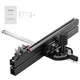 VEVOR Precision Miter Gauge, Standard Slot 3/4'' x 3/8'', Aluminum Alloy Table Saw Miter Gauge with 18 in Grating 15 Angle Stops Adjustable Spring Loaded Plunger and Removable Disc, for Woodworking