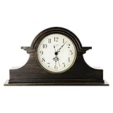 OCEST Vintage Farmhouse Mantel Clock - 13 x 7 Inch Quartz Gilt Finish Battery Operated, Contemporary Napoleon Classic Desk & Shelf Décor for Living Room Office Tabletop Bedside (Walnut Brown)