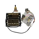 Guitar Pickups Humbucker Pickups Neck And Bridge Pickup 4C Wiring Harness Push-pull Single Cut Set For Gibson Epiphone Guitar Electric guitar pickups (Color : Gold Black Frame)