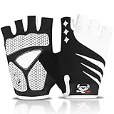 BEAST RAGE Half Finger Cycling Gloves for Men Women, Gel Padded Anti-Slip Shock Absorbing Weight Lifting Gym Gloves, Fingerless Breathable Mountain Bike Gloves for MTB, Biking, Hiking (Grey, L)