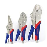 WORKPRO 3-Piece Locking Pliers Set, Cr-V Steel Mole Grips, Quick-Release & Self-Locking with Soft Handle, 250 mm & 180 mm Curved Jaw, 165 mm Straight Jaw