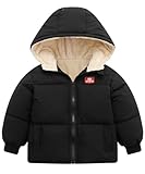 Kids4ever Baby Boys Girls Warm Winter Coat with Hood Thicken Jacket Windproof Snowsuit Outerwear with Two Pockets Black 18-24 Months