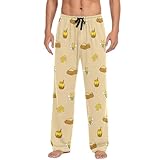 ZZKKO Bear and Bee Mens Pajama Pants 100% Cotton Soft PJ Pants for Men Lounge Sleepwear Straight-Fit Long Sleep Pants With Pockets Drawstring XXL