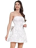 IBAKOM Cocktail Dress Women's Elegant Evening Dresses for Wedding Sleeveless Prom Dress with Bow A-line Party Dress Mini Dress Summer Dress Strapless Corset Dress Shoulderless Prom Dress, White, M