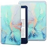 HGWALP Case for New Amazon Kindle 6"(11th Generation,2024/2021 Release), Folio Ultra Slim PU Leather Cover with Auto Sleep and Wake, Protective Case for Kindle 2024 6 inch-Marble Blue