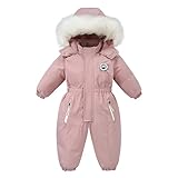Verve Jelly Baby Winter Romper Outwear Boys Girls Snowsuit Hooded Jumpsuit Newborn Bodysuit Toddler Long Sleeves Thick Outfits Pink 110 4-5 Years