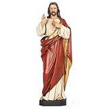 BC Catholic Sacred Heart of Jesus Statue, Catholic Figurine, Religious Gift, 14.75" H, Handmade by Buildclassic