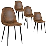 Homy Casa Set of 4 Dining Chairs Faux Suede Scandinavian Vintage Kitchen Chairs for Dining Room, Brown