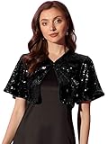 Allegra K Sequin Jacket for Women Sparkly Bolero Crop Glitter Shrug Black M