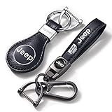 meisuH 2 Packs Car Keychain Keyring for Jeep Grand Cherokee Comander Wrangler Compass Renegade Patriot,Leather Car Keychain,Women/Men's Key Chains for Vehicles,Auto Keyring Lanyard for Key Fob Holder