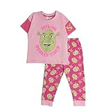DREAMWORKS Girls Shrek Short Sleeve Top Long Leg Pyjamas Nightwear Pjs Ogre 3-4 Years Pink