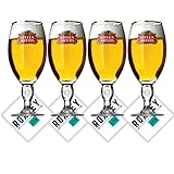 Roxley | Stella Artois Nucleated Half Pint Glasses X4 | Lager Beer 28 Cl Size Glass Man Cave | Made in UK + 4 Stella Beer mats