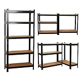 shine planet 5 Tier Garage Shelves Metal Storage Shelves, Heavy Duty Shed Storage Racking for Warehouse Workshop Office(Black,90x40x180cm)