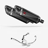 Lextek Carbon Fibre SP9C Gloss Exhaust System 300mm compatible with SUZUKI SV1000 (03-07)