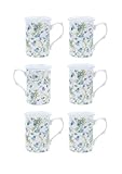 (Item 3H) Kirsty Jayne China- 10Fl oz Bone China Bluebell Chintz Set of 6 Beakers, Mugs- Gift Boxed