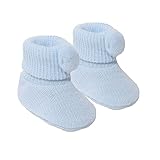 Soft Touch Baby Boys Girls Pom Pom Booties Baby Pom Pom Bootees Booties Size NB-3 Months S408 (Sky Blue)