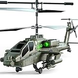 VATOS Remote Control Helicopter, 2.4GHz Helicopter with 2 Batteries & LED Light with One-key Takeoff & Altitude Hold, Military Series Indoor RC Helicopters Toys Gift for Boys Adult Beginners aged 14+