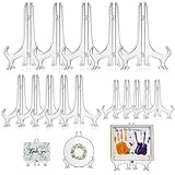 ruitao 15Pack Clear Plastic Easels or Stand / Plate Holders to Display Pictures or Other Items, 3'', 5''and 7'' Folding Plate Holder at Weddings, Home Decoration, Birthdays, Tables