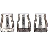 Gr8 Home SET OF 3 KITCHEN STORAGE CANISTERS TEA COFFEE SUGAR JARS POTS CONTAINERS CADDY SET (SILVER)