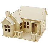 Creativ 57875 3D Wooden Construction Kit, House with terrace, size 19x17,5x15 , ply, 1pc, wood
