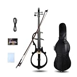 YoungMonic Advance Electronic Cello 4/4 Colorful Professional Electric Cello Beginners Musical Instruments with Bag Bow (Black 4strings)