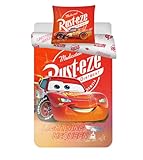 Disney Cars Bedlinen Set for Junior Bed | Duvet Cover 100x135 cm with Pillowcase 40x60 cm, 100% Cotton | Soft & Breathable Kids Bedding Set Lightning McQueen | Toddler Cot Bedding