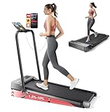 Walking Pad with 10% Incline and handle bar, 2 in 1 Treadmills for Home Foldable,Portable Under Desk Treadmill,Dual LED Display, APP & Remote, 135kg Capacity
