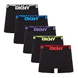 DKNY Scottsdale Mens Boxers Shorts Multipack | Pack Of 5 Cotton Boxers For Men | Breathable Trunks, Cotton Fabric | Mens Underwear Trunks For Him, Black, L
