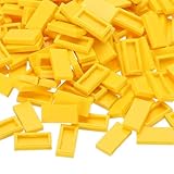 PATIKIL 370 Pcs Flat Blocks Bulk, 1x2 Square Yellow Classic Tiles Smooth Surface Mini Building Blocks Accessories Compatible Bricks Kits for Building Floor Walls Mosaic Pixel Arts