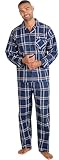 BRANDBUYS Mens Traditional Warm Flannel Pyjama Set Winter Warm Flannel Thermal 100% Cotton napped Flannelette M L XL XXL Gifts for Him (as8, alpha, x_l, regular, regular, Denim Check)