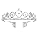 Crystal Crown Tiara for Women, Rhinestone Princess Crowns for Girls Adults Kids Girls with Comb Prom Birthday Party Tiara Wedding Tiaras for Bride