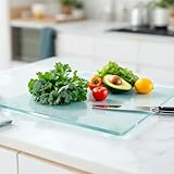 Hygienic Clear Glass Worktop Saver Chopping Board for Kitchens,Office Desktop - Scratch-Resistant, Heat-Proof, Easy-Clean, Antibacterial 40x30cm,Antimicrobial