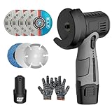 LIROPAU Mini Cordless Angle Grinder, 12V Cordless Angle Grinder with 1PCS 1500mAh, 6 Cutting Discs, 1 Gloves, 19500RPM, for Cutting, Polishing and Grinding