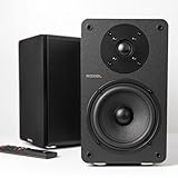Roxel Onyx Active Bookshelf Speakers, 100 Watt RMS Power, Full Range 5.25" Bass Driver, Wireless BT Streaming, HDMI ARC, 3-Metre Speaker Cable, Perfect for Movies, Music, Office, Home Theatre (Black)