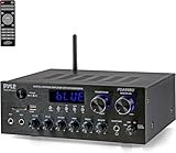 Pyle Home Audio Amplifier, Bluetooth Stereo Receiver, Surround Sound System, Wireless Karaoke Machine with Microphone, Voice Amplifier for Teachers, Singing Machine for Kids & Home Theatre