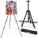 Easel Stand for Painting, Ohuhu Iron Easel Stand with Portable Bag for Canvas Painting - Black Table-Top/Floor Easel with Adjustable Height from 21" to 66" for Artists and Students Studio & Home Use