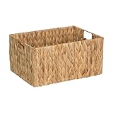 Woven Water Hyacinth Organiser Storage Baskets Wicker Hamper Basket With handles Gift Toys Bathroom Basket (Large)