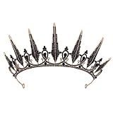 Black Tiara, Vofler Gothic Crown - Baroque Crystal Headpiece Hair Accessories for Evil Queen Bride Women Girls Princess Wedding Birthday Quinceanera Pageant Prom Homecoming Halloween Costume Party
