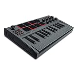 Akai Professional MPK Mini MK3 - 25 Key USB MIDI Keyboard Controller With 8 Backlit Drum Pads, 8 Knobs, Music Production Software and Native Instruments Sound Package (NKS Integration), Destroyer Grey