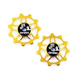JRC Components 11T Ceramic Pulley Wheels | Compatible with Shimano Dura Ace R9250 | Hybrid Ceramic Derailleur Pulley Wheel Suitable with Shimano 12 Speed | Rear Derailleur Pulley Wheels - Gold