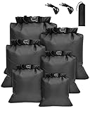 MOXTOYU Dry Bags Waterproof Set 6 Pack, Lightweight Large Capacity Dry Bags Waterproof Set in 8L 5L 3.5L 3L 2.5L 1.5L Organizer Storage Bags for Camping Outdoor Hiking Fishing Cycling Dry Sack(Black)