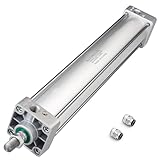 Baomain Pneumatic Air Cylinder SC 63 x 400 PT 3/8, Bore: 2 1/2 inch, Stroke: 16 inch, Screwed Piston Rod Dual Action