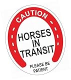 Sticker - Warning - 1x Caution Horses Sticker Printed Decal Cut Graphics for Trailer Lorry Vehicle - Self Adhesive Sticker 250mm x 205mm - KP-301 - for Your Safety - Company - School