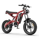 Fat Tire Electric Bike for Adults,15AH Removable Battery 80KM Range PAS Mode,Hidoes B6 Adult Electric Bicycle Up to 25Km/h,Dual shock absorption,20" x4.0 All-Terrain Tires,Shi-mano 7-Speed.