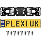 PLEXICLICK®PRO Number Plate Holder 2x - Black - Frameless Number Plate Surround For Acrylic UK Number Plates - Universal Reg Plate Holder - Strong & Secure License Plate Holder - 100% Made In Germany