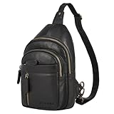 STILORD "Montego 2-In-1 Mens Leather Sling Bag Crossbody Backpack Genuine Leather Chest Bag Men Large Over Shoulder Bags With Anti Theft For Travel Outdoor Everyday Colour:black