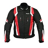 RKsports 1509 WATERPROOF MOTORCYCLE MOTORBIKE JACKET BLACK CE ARMORS (Medium/Chest 40", Red)