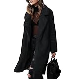 Sherpa Jacket Womens Long Fluffy Jacket Ladies Teddy Coats for Women Warm Fleece Jacket Teddy Bear Jackets for Women Lady Fleece Jacket Coats Casual Lapel Long Sleeve Fleece Faux Fur Jacket Black M